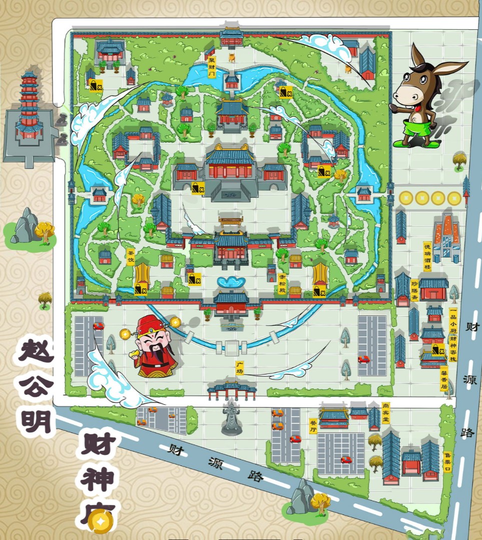 勐海寺庙类手绘地图